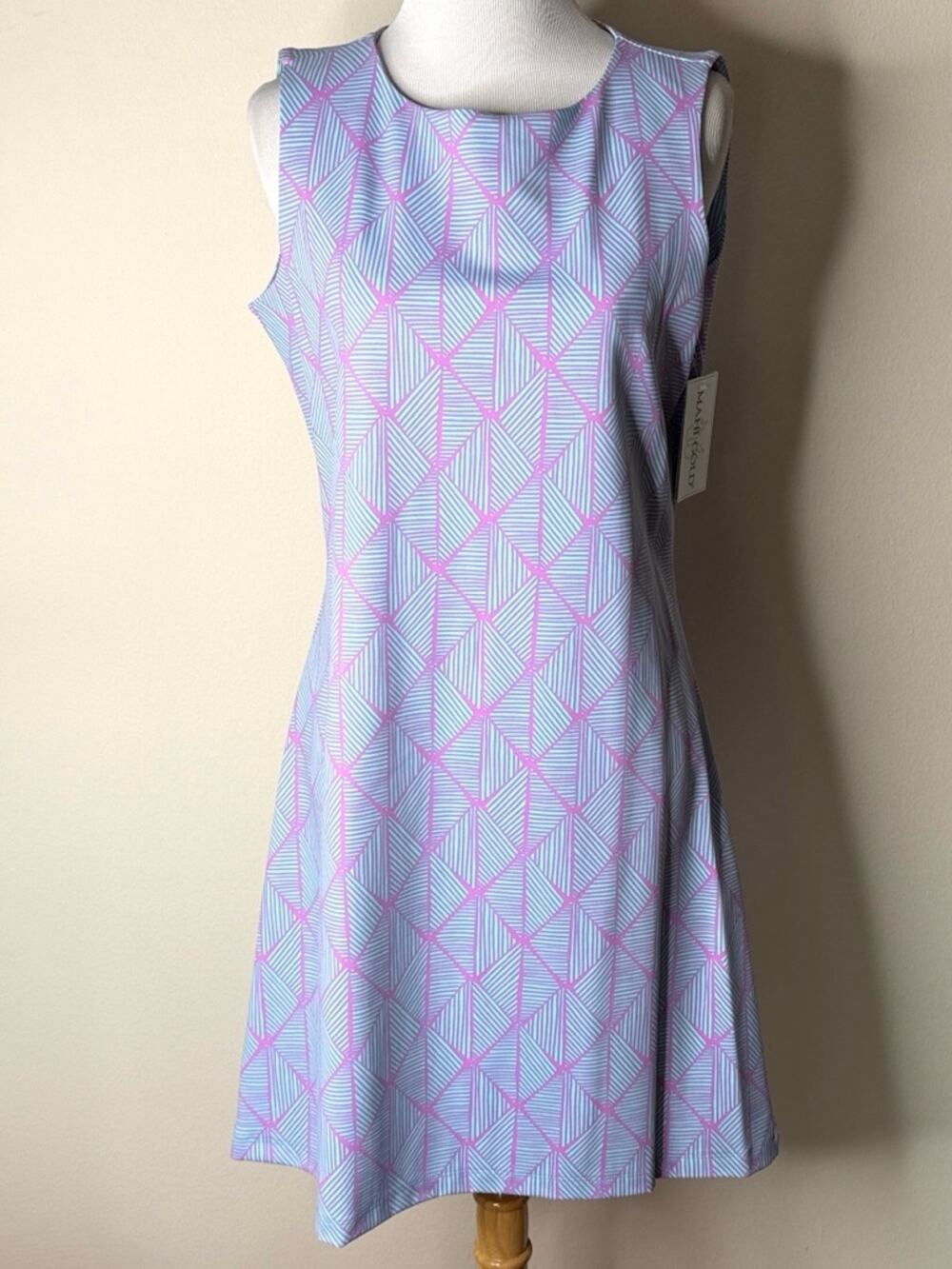 Maui Gold Blue and Pink Geometric Print Ryder Shift Dress